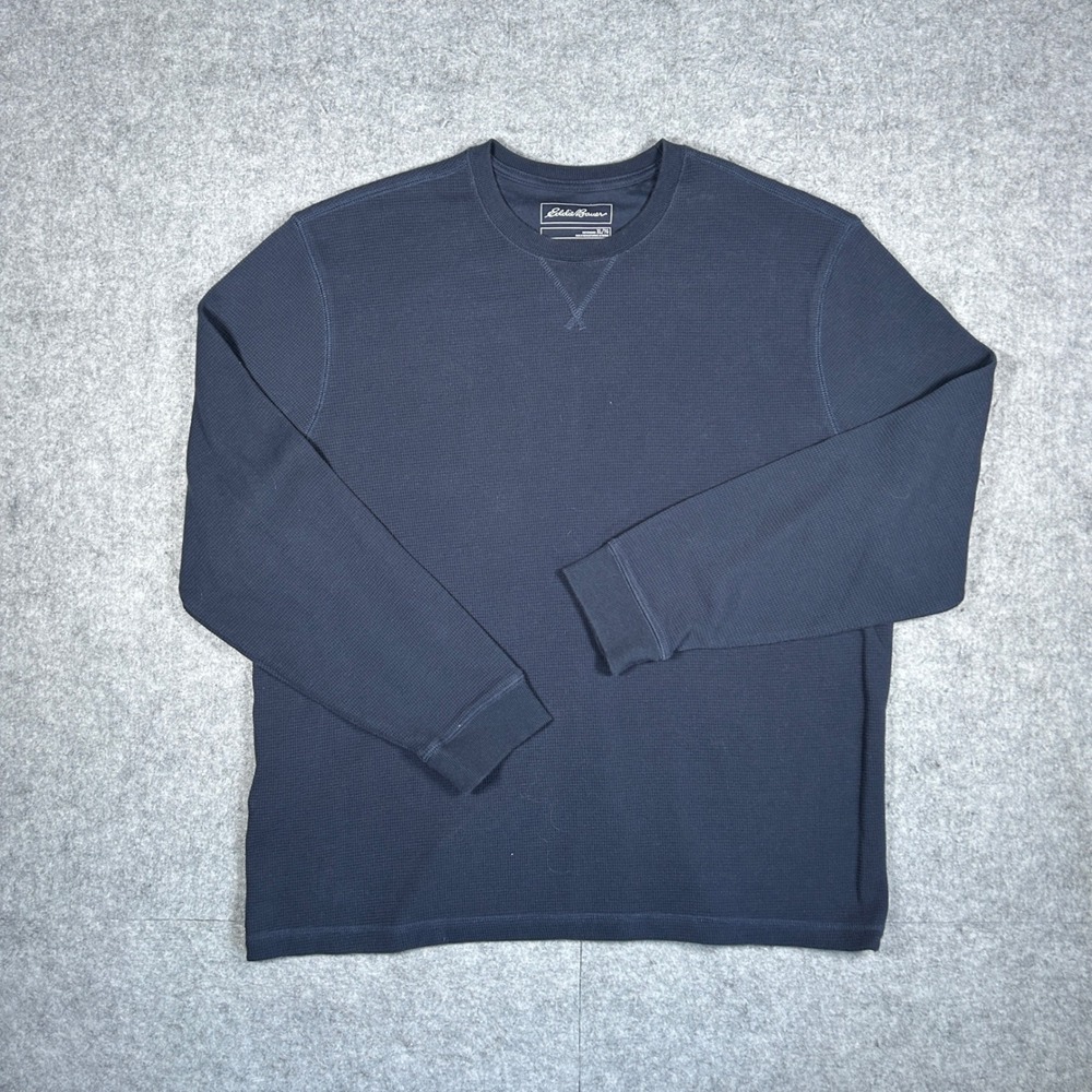 Eddie Bauer Thermal Shirt Mens XL Navy Blue Quartz Trail Crew Neck Long Sleeve